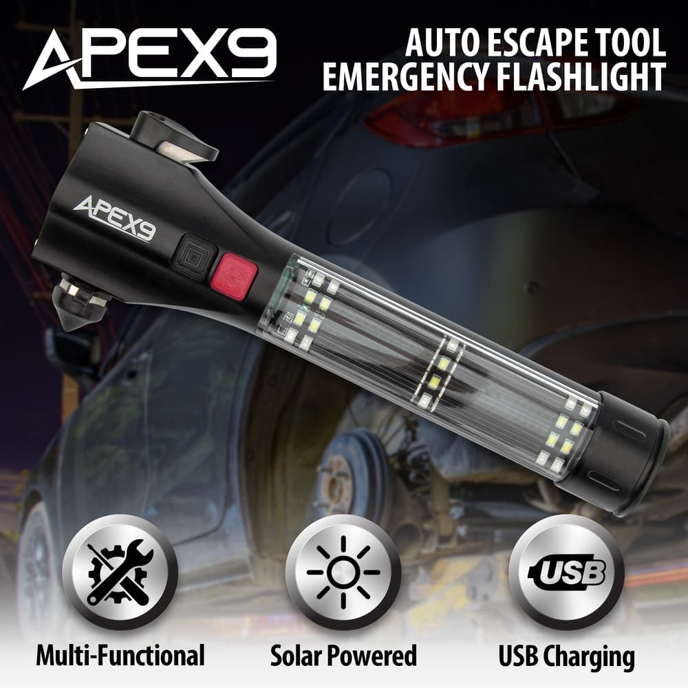 Full image of Apex9 Auto Escape Tool Emergency Flashlight. image number 0