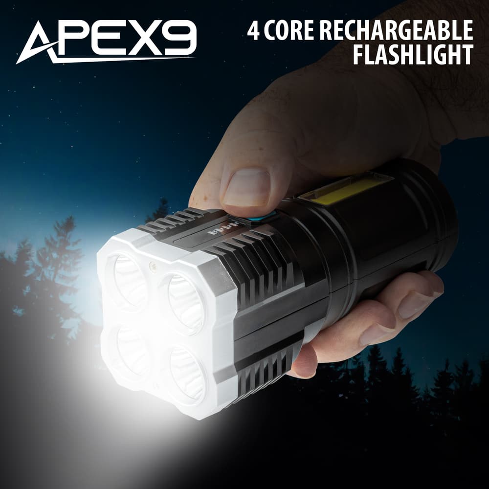 Apex9 4 Core Rechargeable Flashlight on. image number 0