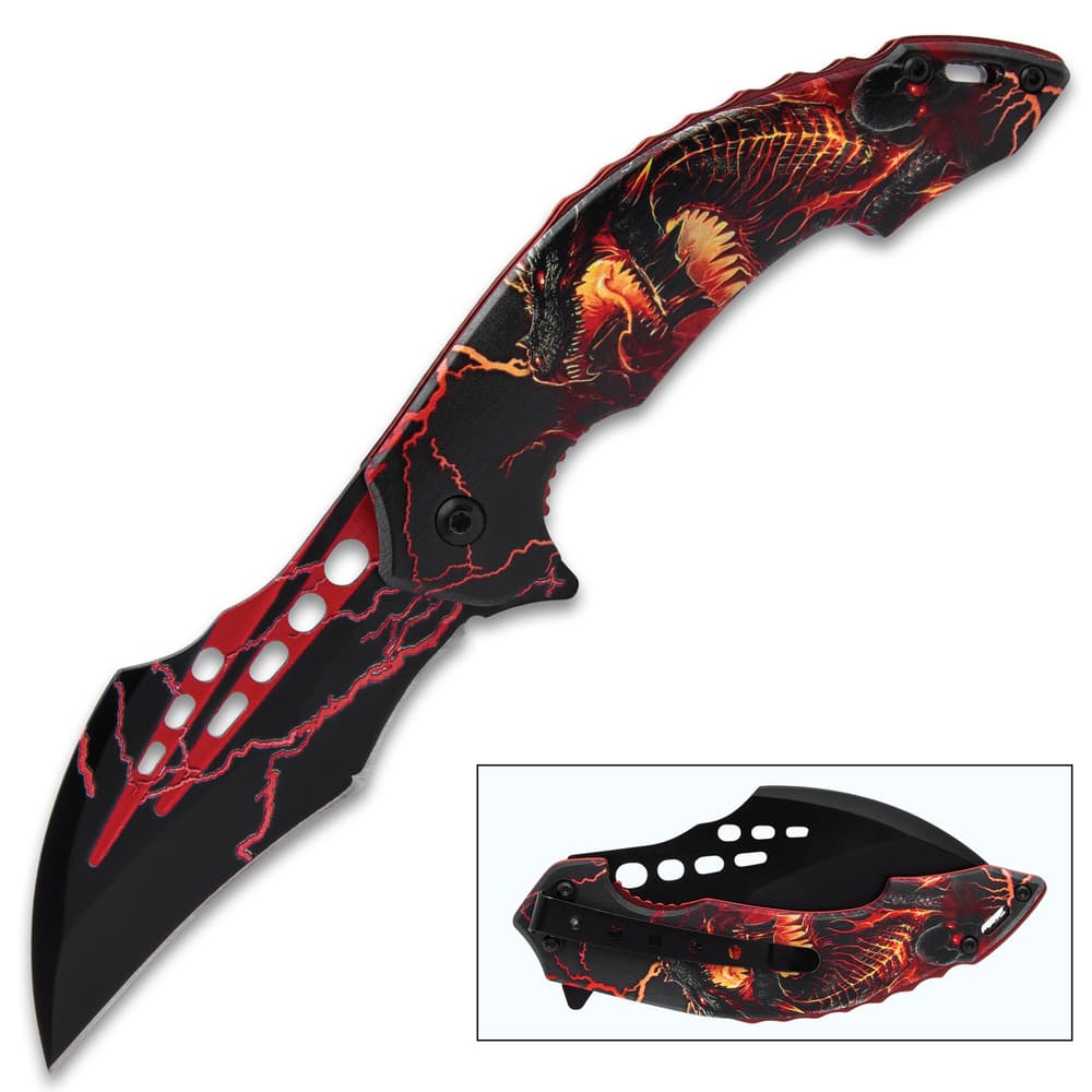 Red Dragon Assisted Opening Pocket Knife - 3Cr13 Stainless Steel 