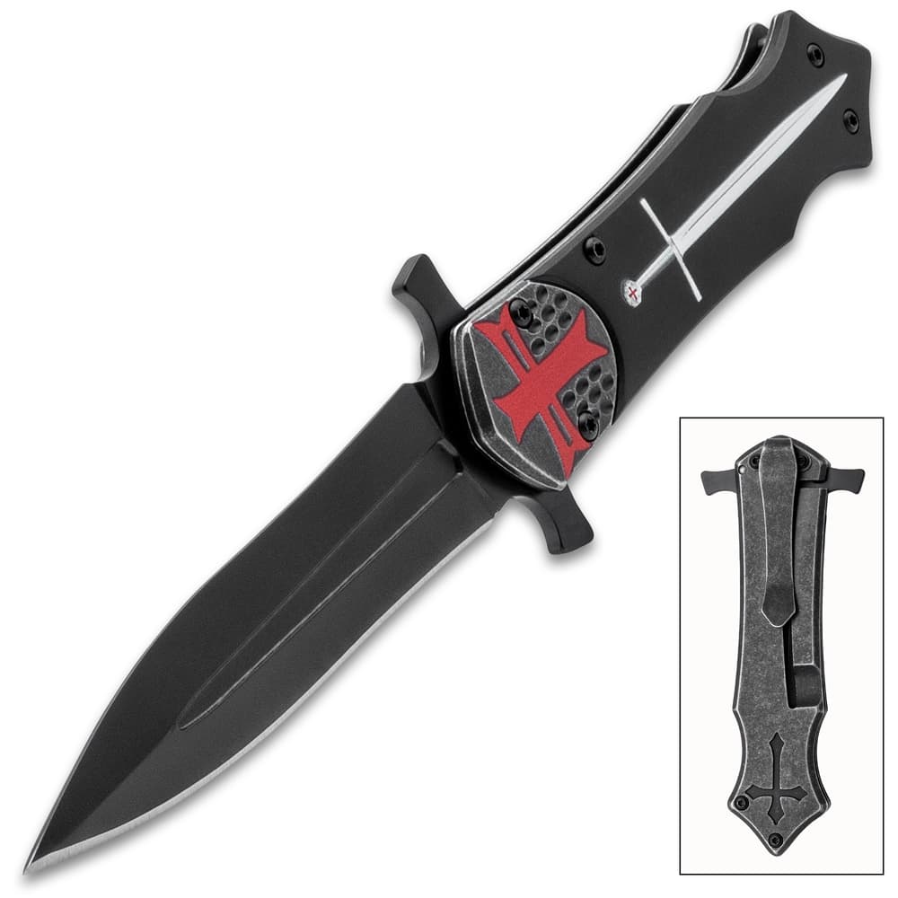 A view of the Crusaders Pocket Knife both open and closed image number 0