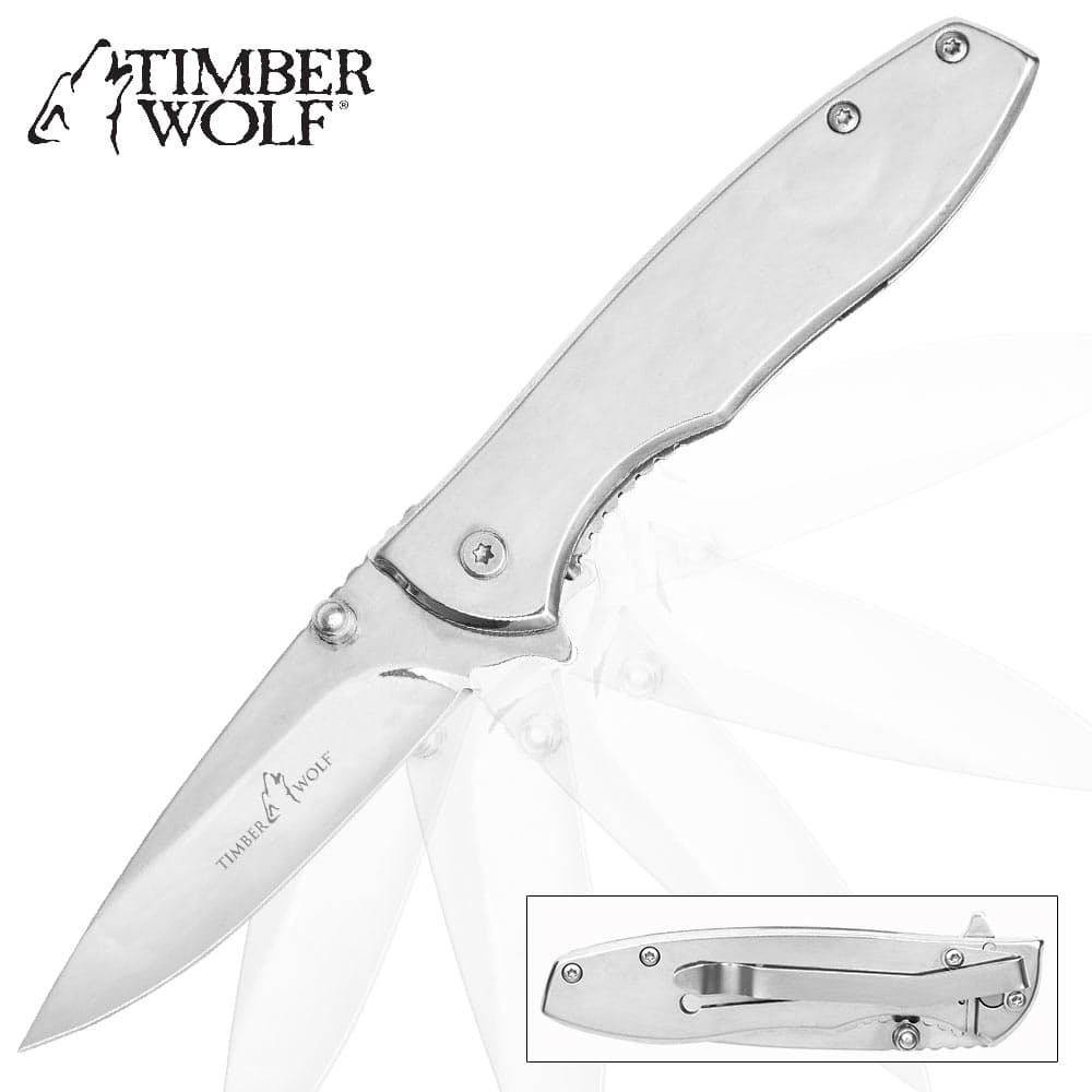 Timber Wolf Executive EDC Assisted Opening Pocket Knife - Satin Silver image number 0