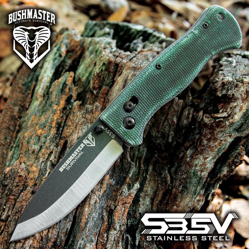 The Bushmaster Explorer Micarta Pocket Knife a S35V steel blade. image number 0
