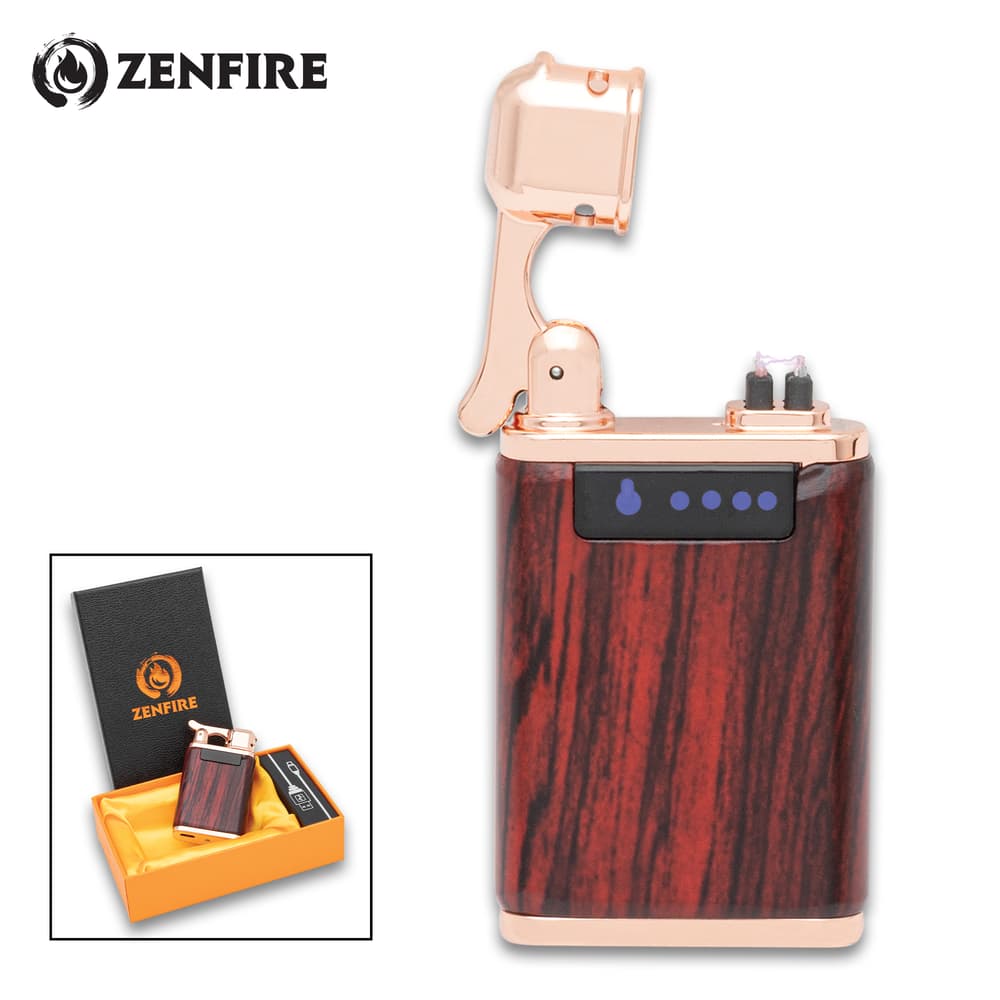 Full image of Zenfire Double Arc USB Rechargeable Lighter in rose gold. image number 0