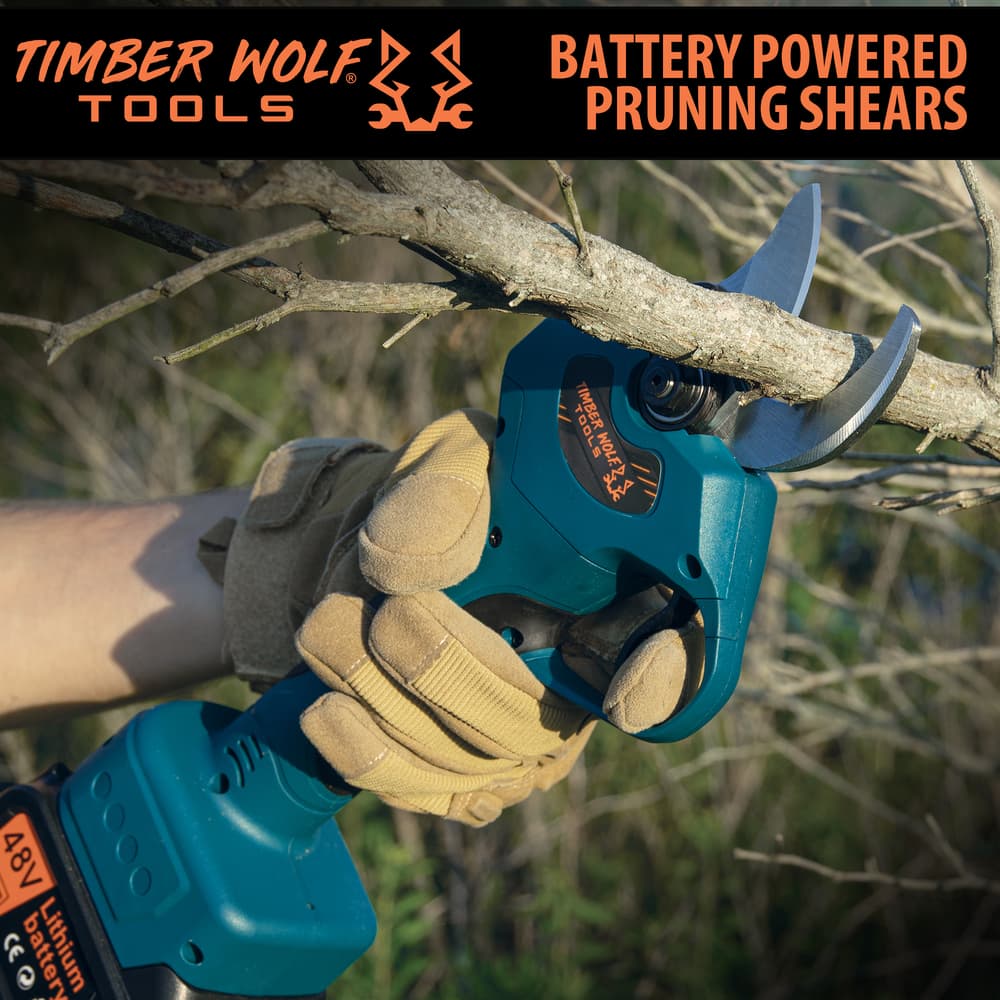 The Timber Wolf Tools Brushless Motor Tree Trimmer shown in use image number 0