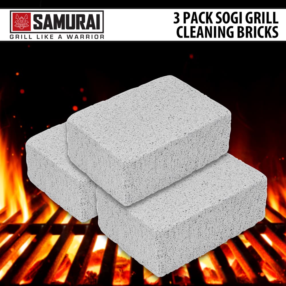 Full image of the Samurai 3 Pack Sogi Grill Cleaning Bricks. image number 0