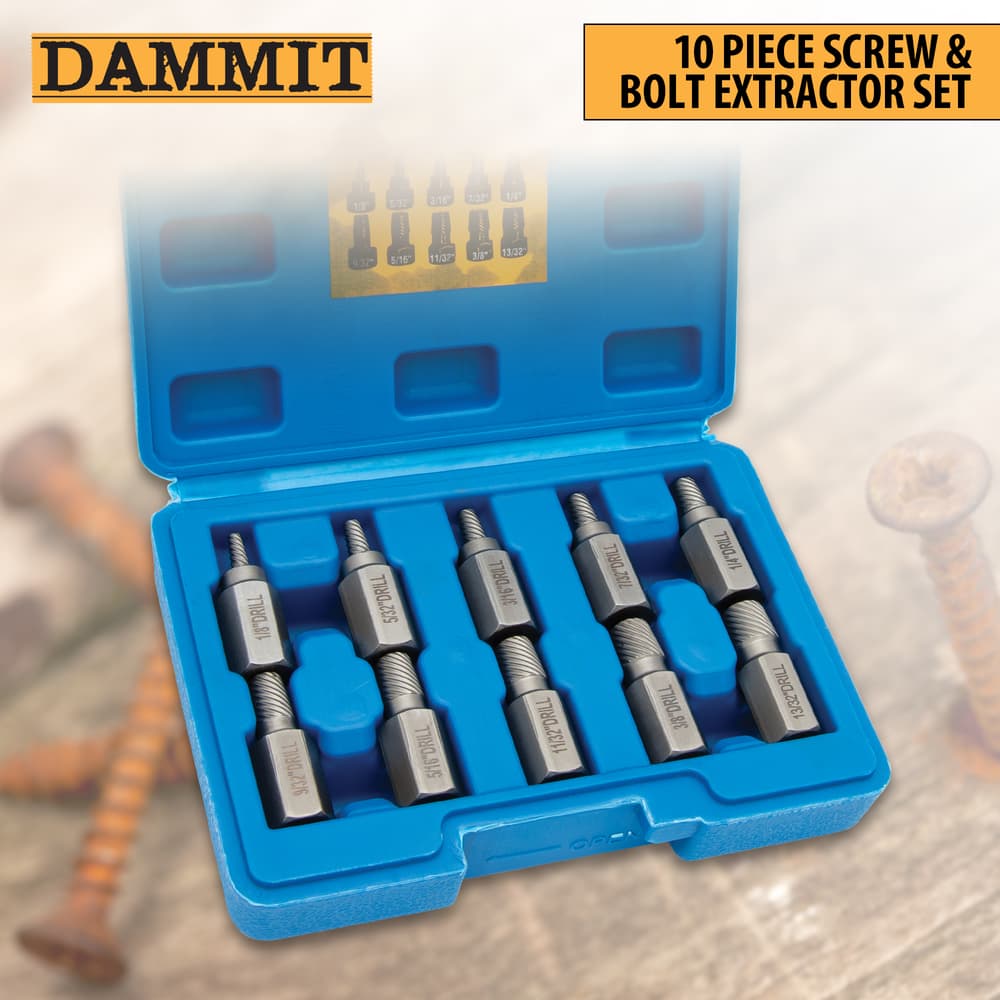 Full image of the Dammit 10 Piece Screw & Bolt Extractor Set. image number 0