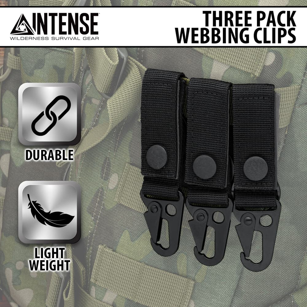 Full image of the Intense Three Pack Webbing Clips image number 0