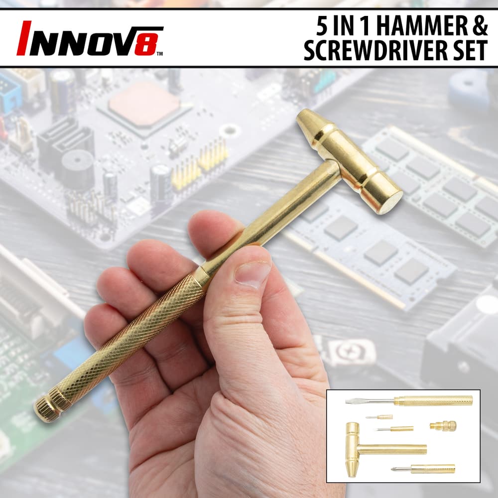 Full image of the Innov8 5 In 1 Hammer & Screwdriver Set. image number 0