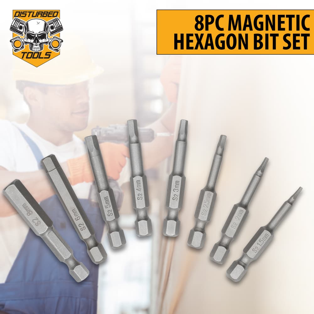 Disturbed Tools 8pc Magnetic Hexagon Bit Set. image number 0