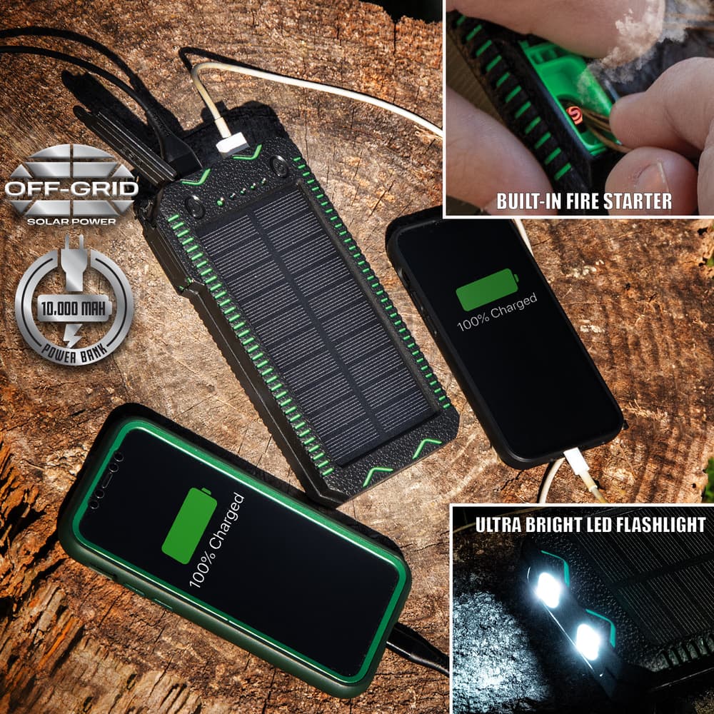 Never, ever run out of juice for your electronic devices with this compact and portable solar charger and power bank image number 0