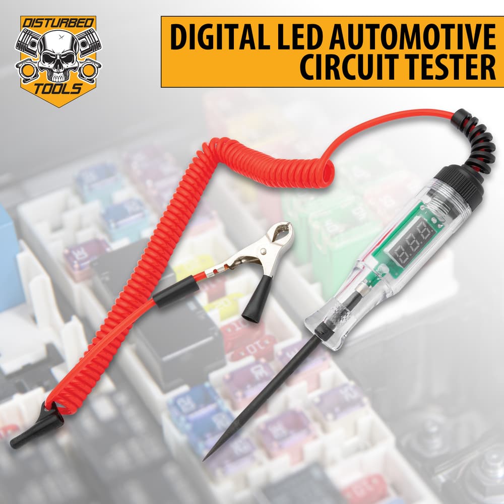 Full image of the Disturbed Tools Digital LED Automotive Circuit Tester. image number 0