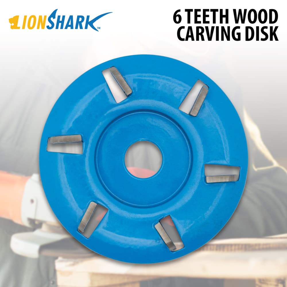 Full image of the Lion Shark 6 Teeth Wood Carving Disk. image number 0