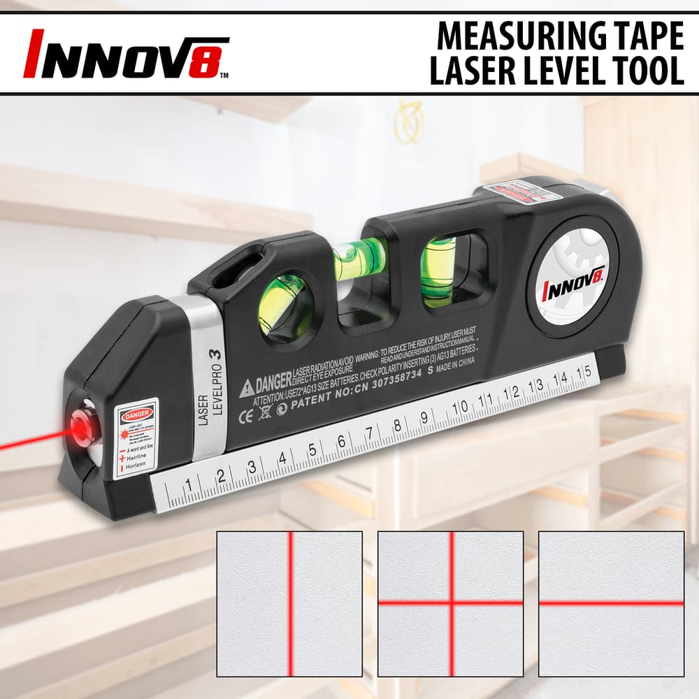 Full image of the Innov8 Measuring Tape Laser Level Tool. image number 0