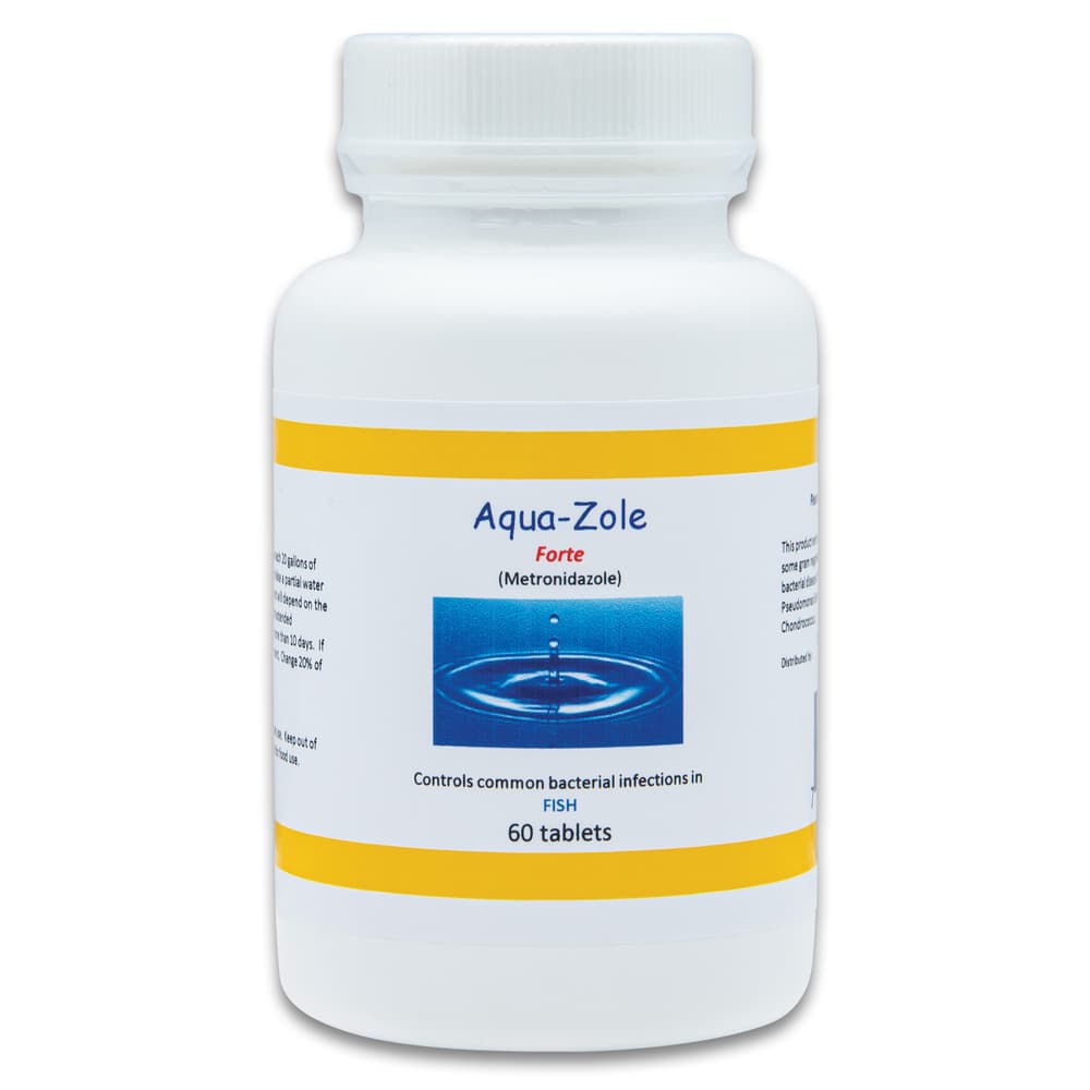 The Aquazole Antibiotic Pills shown in their container image number 0