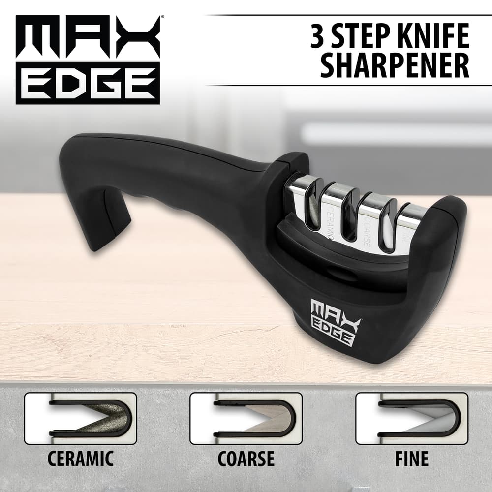 Full image of the Max Edge 3 Step Knife Sharpener. image number 0