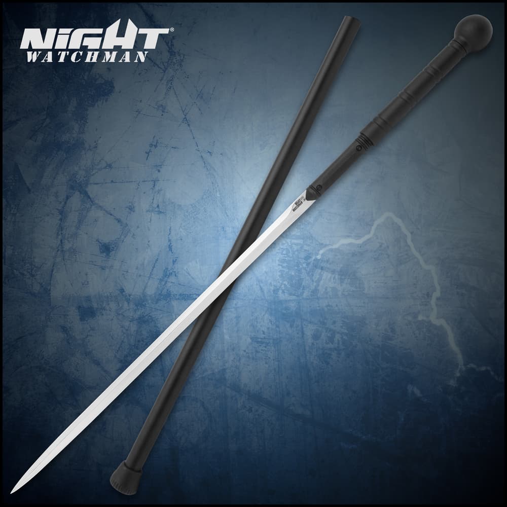 Full image of the Night Watchman Sword Cane and sheath. image number 0