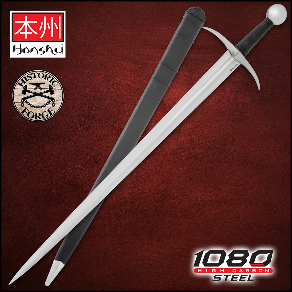 The Honshu Historic Forge 14th C. French Arming Sword and scabbard. image number 0