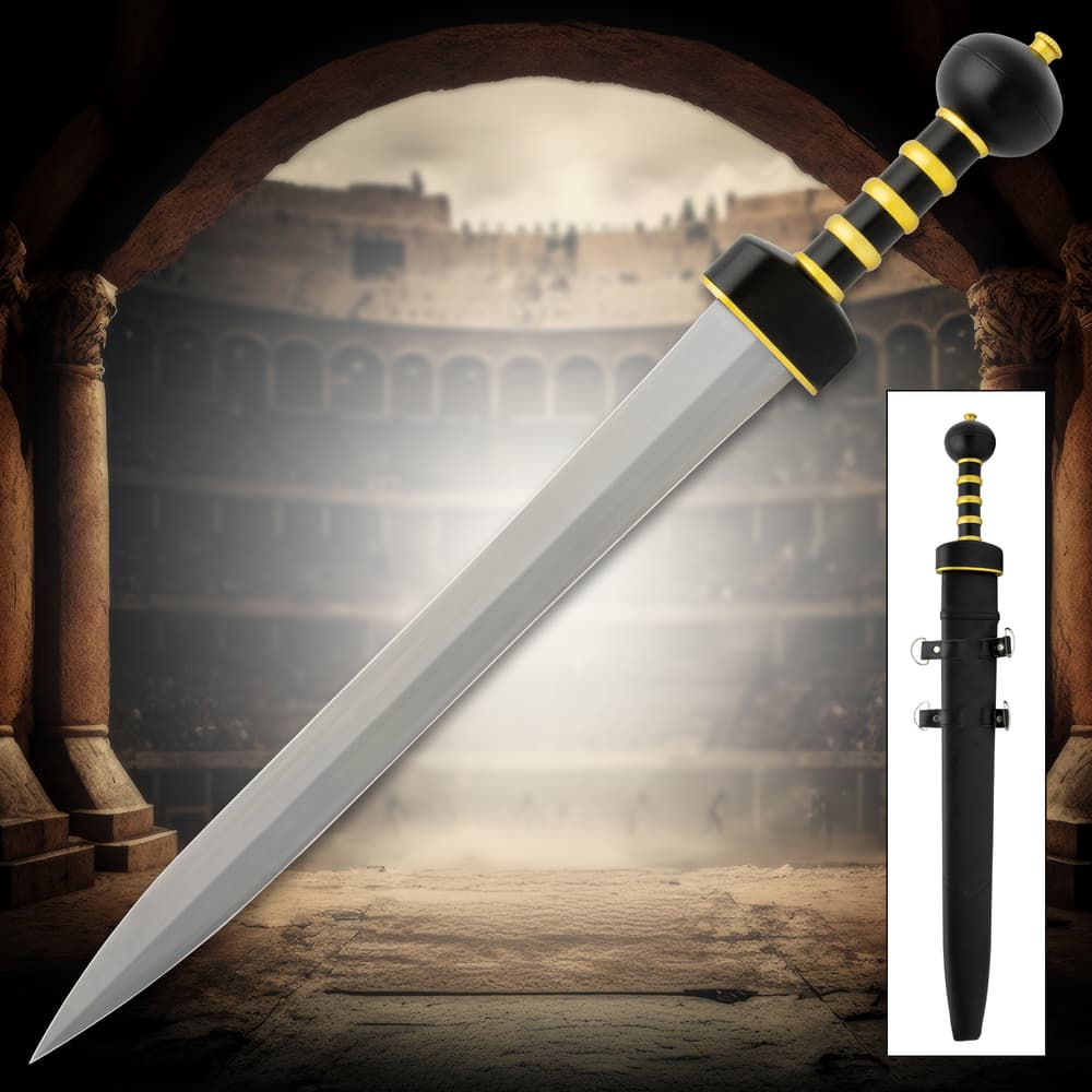 Roman Gladius Sword with arena in background. image number 0