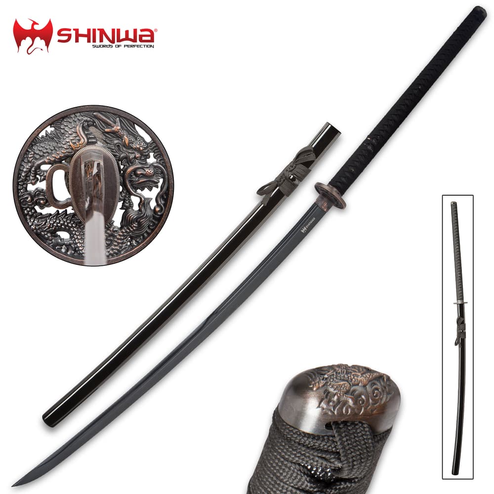 Handmade Japan katana Samurai Swords High Quality  Sword Damascus Steel Removable Dragon Print Full Tang