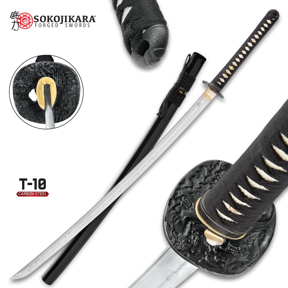 Full Tang T10 Carbon Steel Clay Tempered Blade Japanese Samurai Katana Sword 