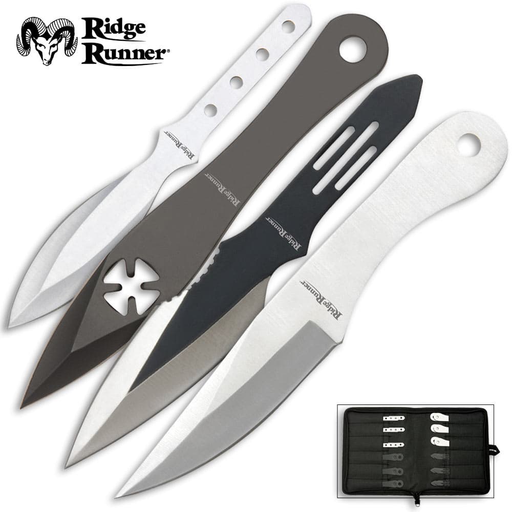 Defender-Xtreme 6.5 Set of 6 Piece Ninja Throwing Knife Kit Stainless Steel  Black