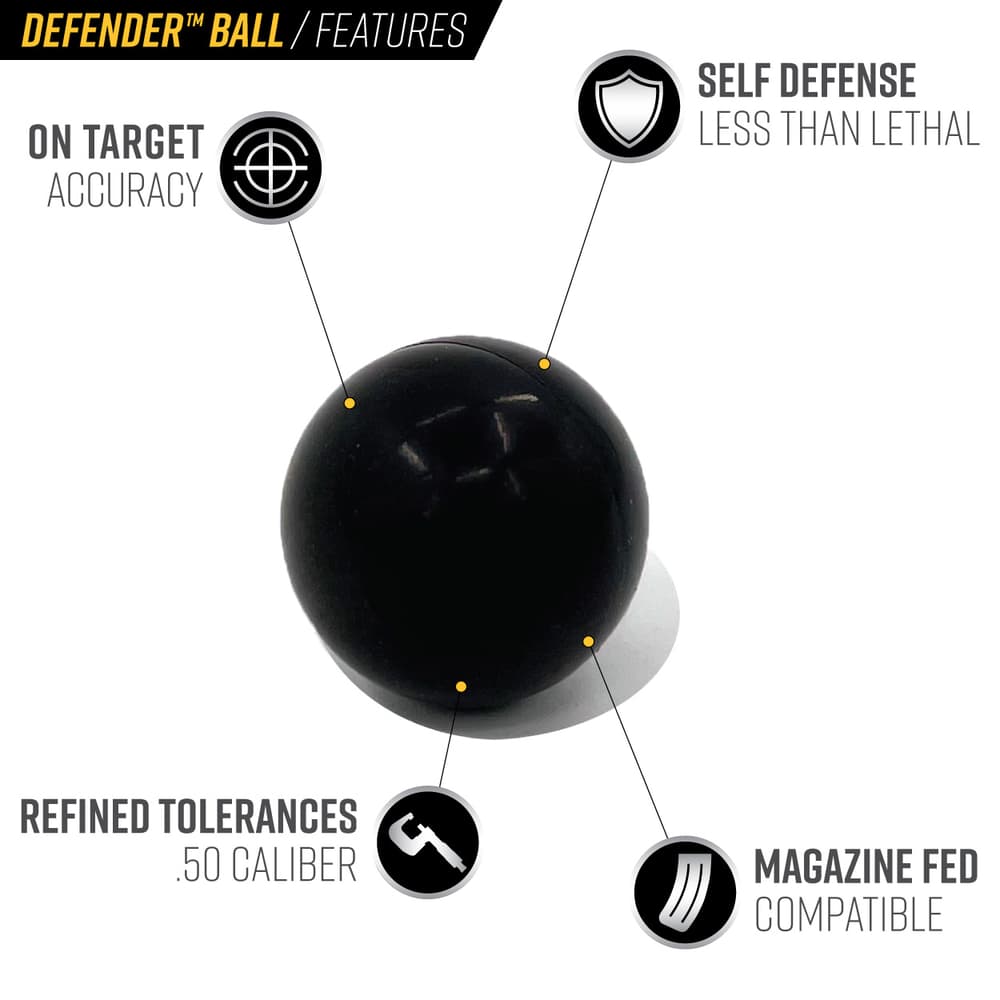 Protect and defend home, life and property with the serious impact of Valken Defender 50-Caliber Hard Rubber Ball Ammo image number 0