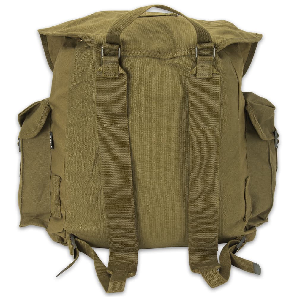 With a 100-percent cotton canvas construction and nylon webbing straps, the NATO rucksack is spacious image number 1