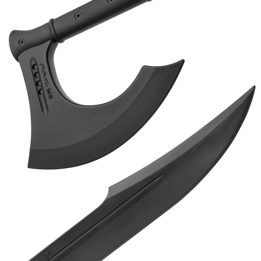 Close up image of the blades pn the Training Sword and Training Battle Axe included in the Tactical Arsenal Bundle. image number 1