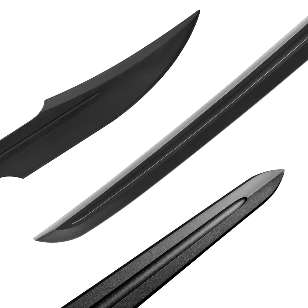 Close up image of the blades on the Training Spartan, Katana, and Viking Sword included in the Warrior's Journey Bundle. image number 1