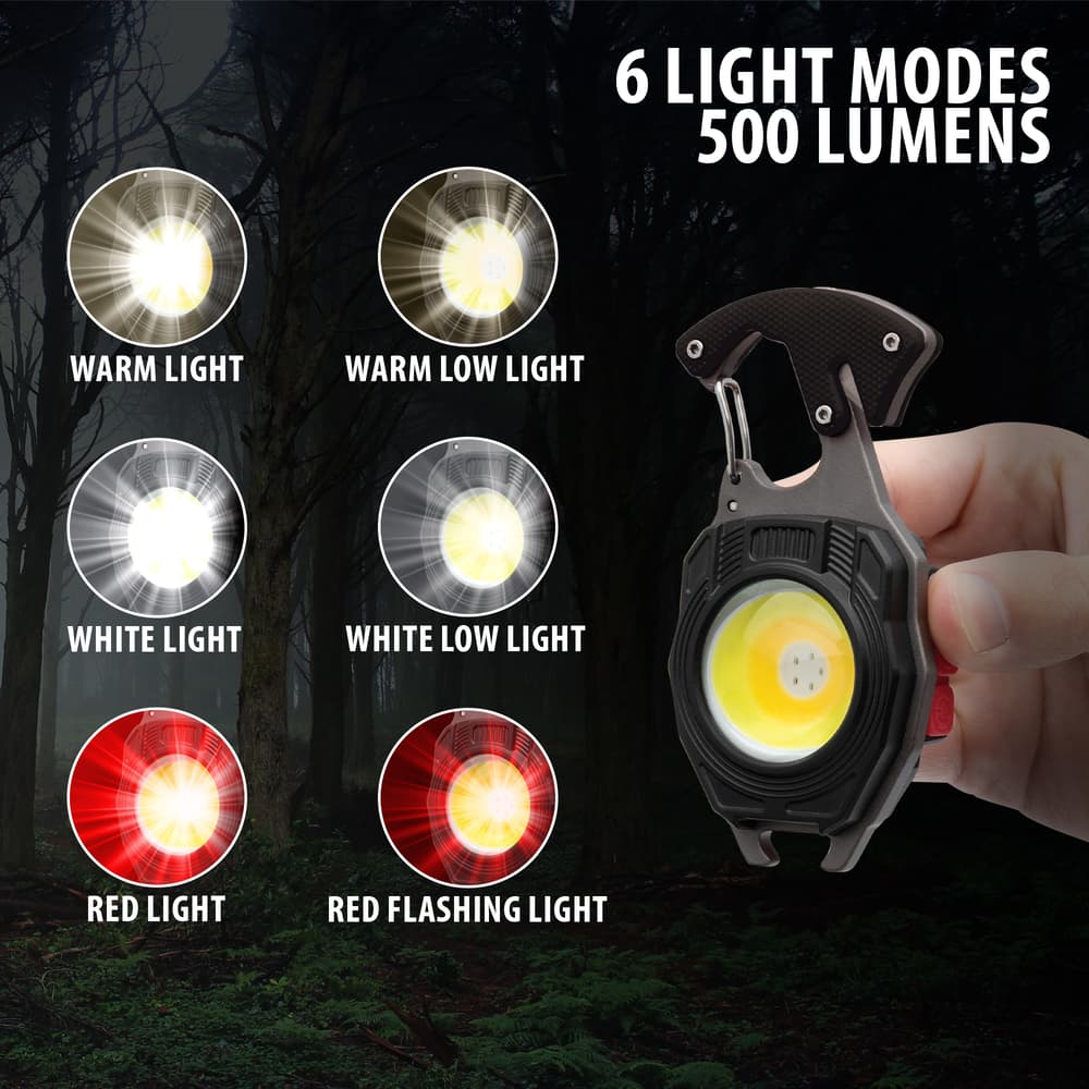 The six lighting modes of the rechargeable keychain light image number 1