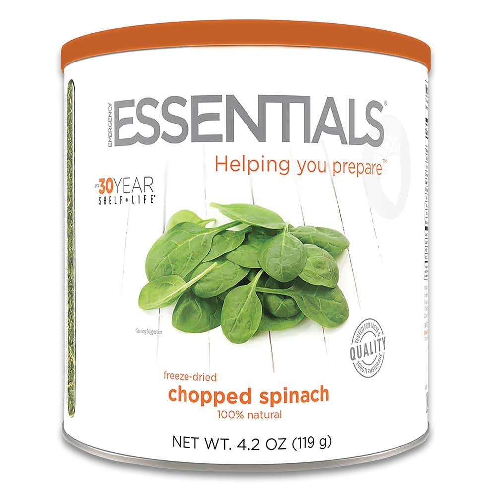 The spinach comes packaged in a steel can image number 1