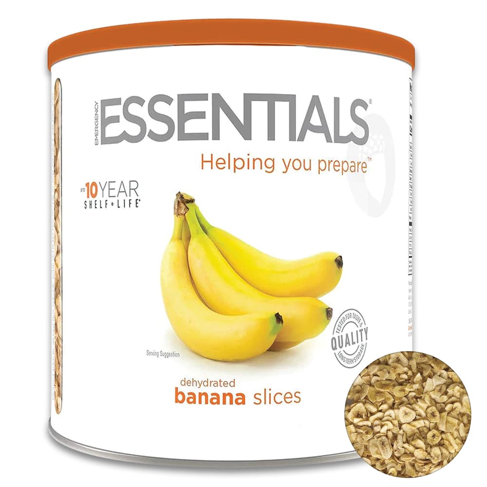The dehydrated banana slices shown in the can image number 1