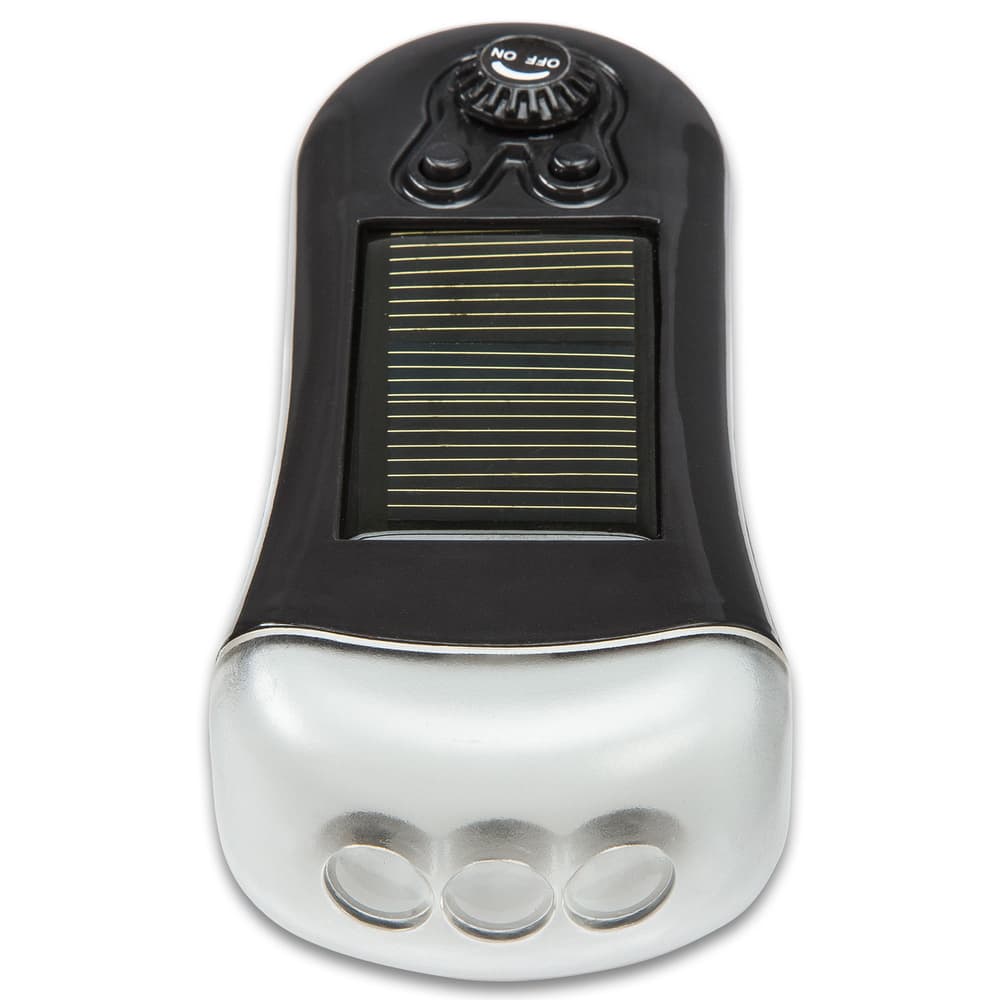 The Trailblazer Solar Flashlight With Radio has bright LED lights. image number 1