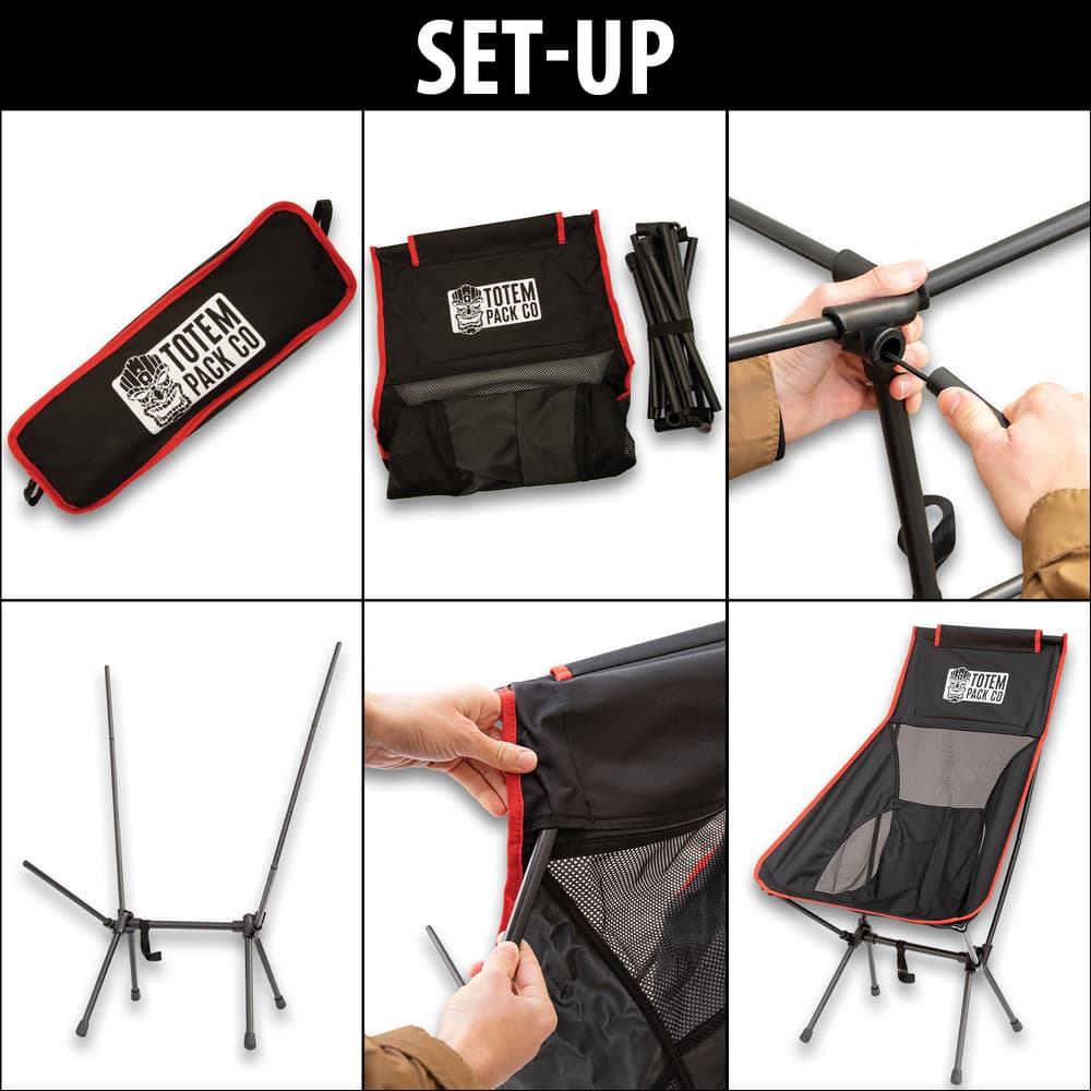 Full image showing how to set up the RapidRelax Ultralight Camp Chair. image number 1