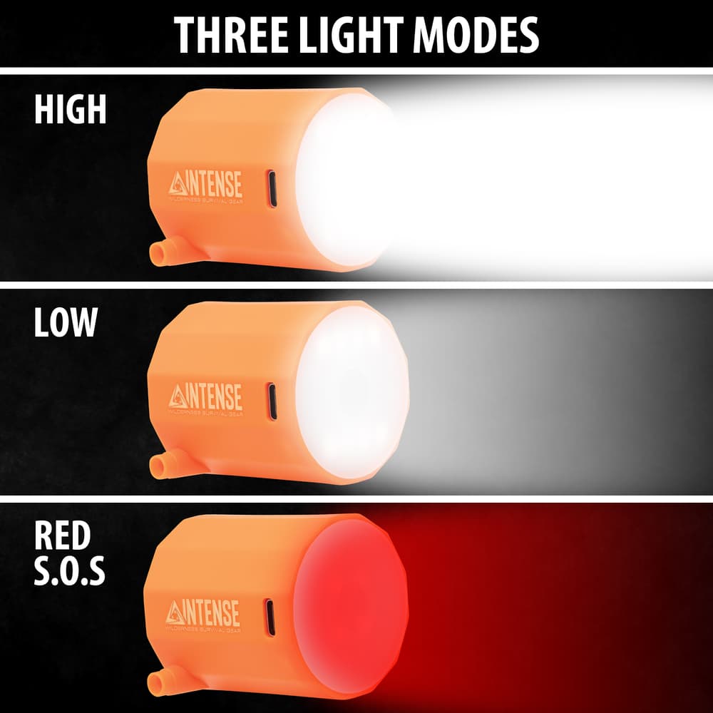 Full image showing the three light modes of the Air Master Mini Air Pump. image number 1
