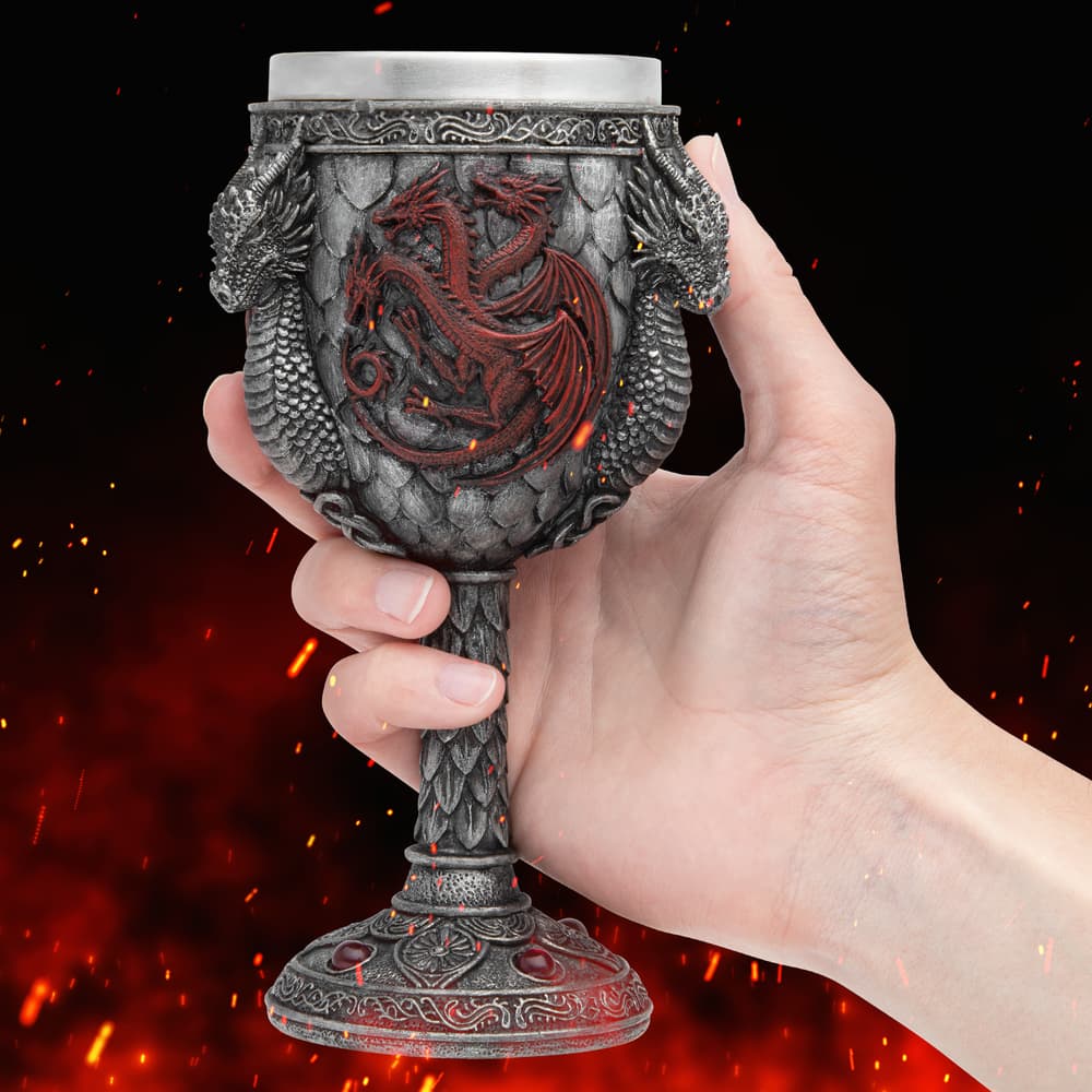 The goblet shown in hand for size reference image number 1