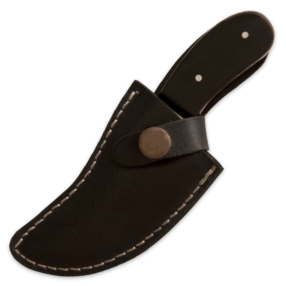Deer Skinner Knife with Finger Hole and Leather Sheath image number 1