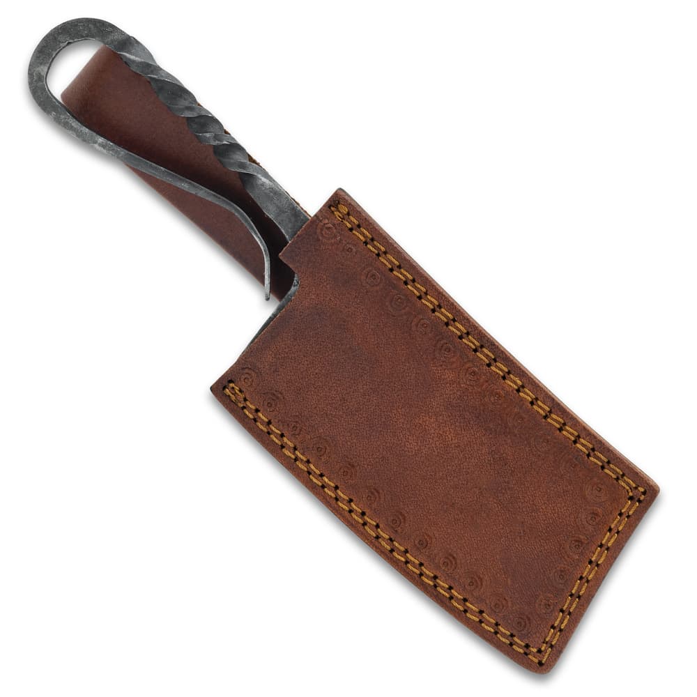 The cleaver in its leather sheath image number 1