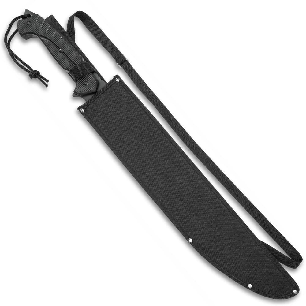 Black Legion Swamp Master Machete Knife With Sheath - Stainless Steel Blade, Textured TPU Handle, Lanyard - Length 24” image number 1
