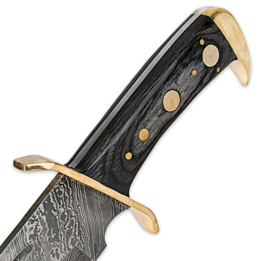Timber Rattler Western Outlaw Damascus Bowie Knife image number 1
