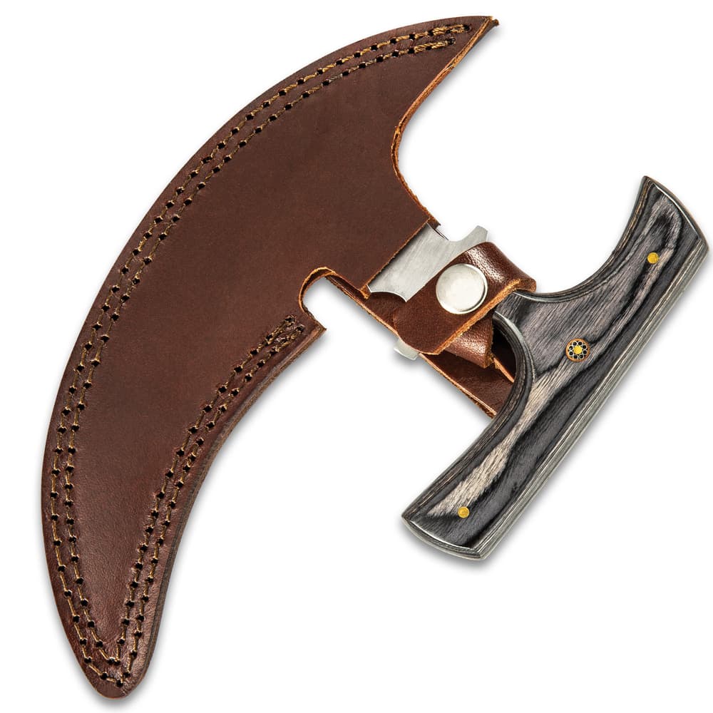 Timber Wolf Reaper Urban Ulu With Sheath - Stainless Steel Blade, Full Tang, Wooden Handle Scales - Length 4 3/4” image number 1