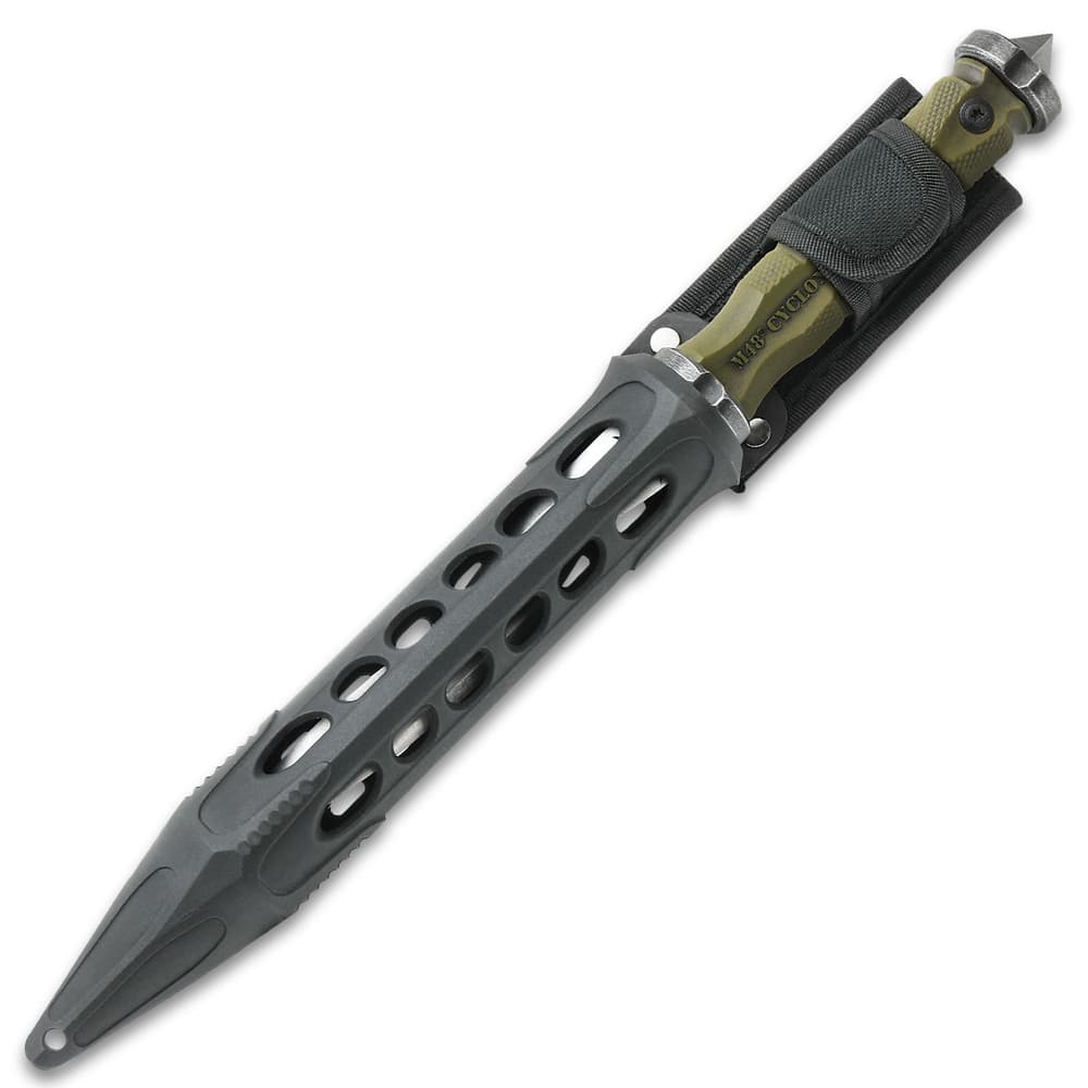 M48 Battle Scarred Series Desert Tan Cyclone - Cast Stainless Steel Blade, Reinforced Nylon Handle, Stainless Steel Guard image number 1