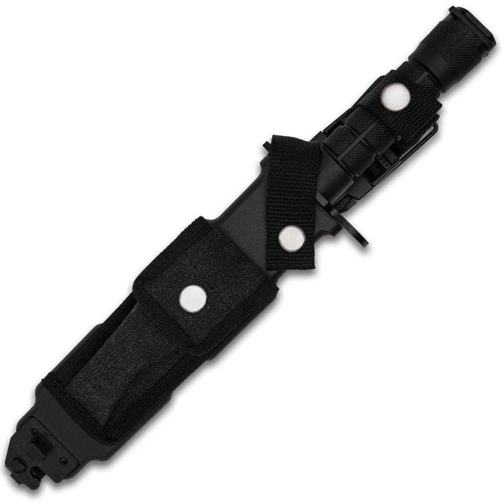 The nylon belt sheath that houses the bayonet has multiple attachment options and a removable ammunitions pouch image number 1