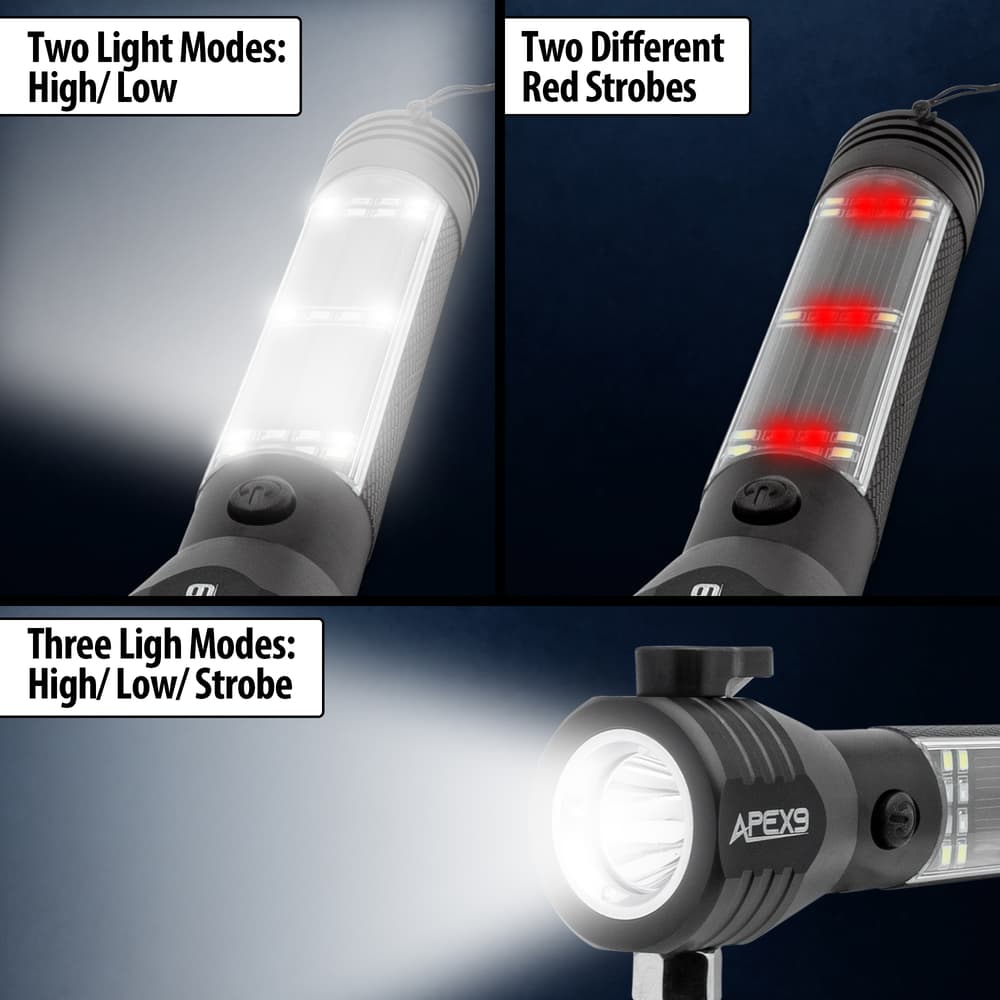 Multiple images of different light modes for Flashlight Survival Tool. image number 1