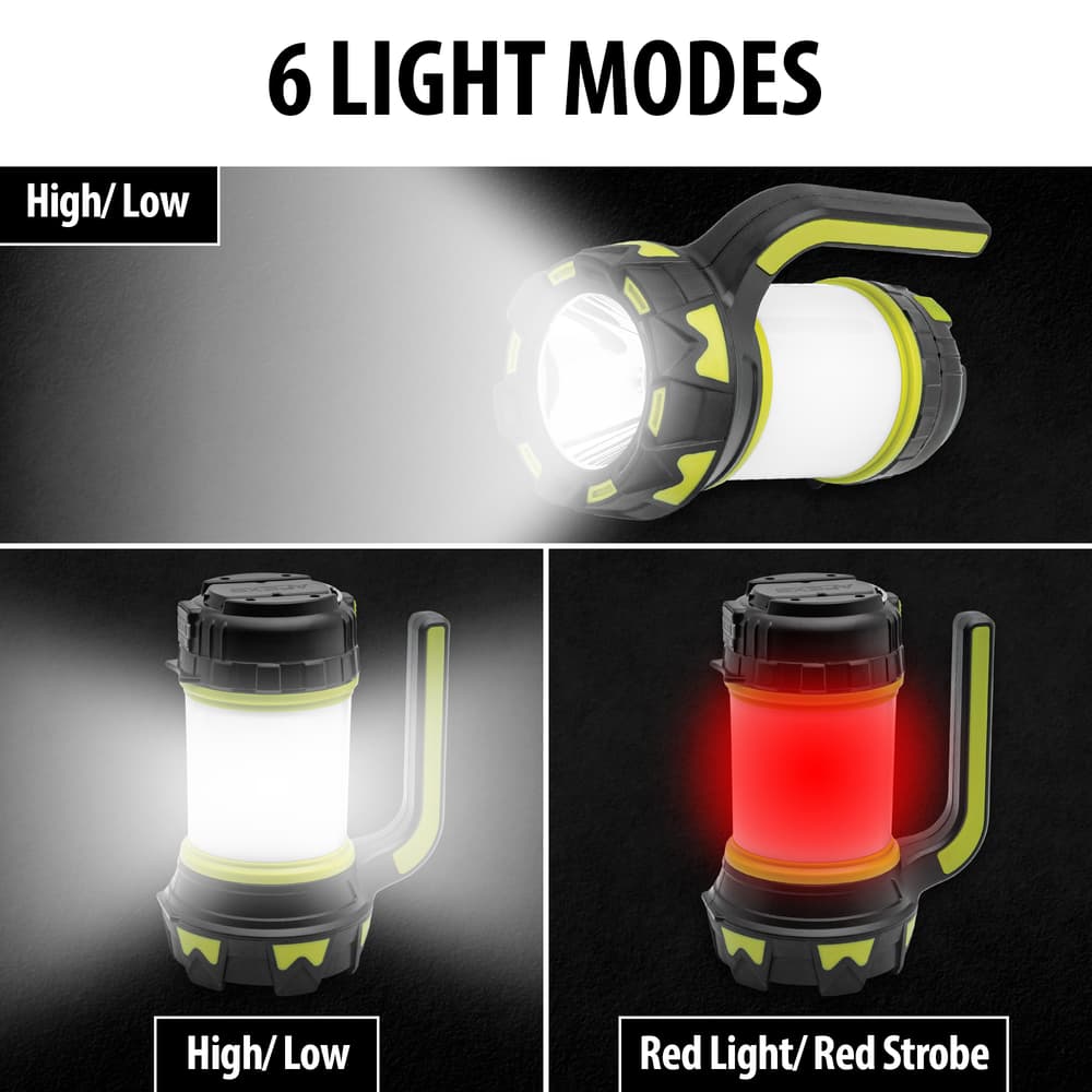 Multiple images showing the different light modes on the Camping Flashlight. image number 1