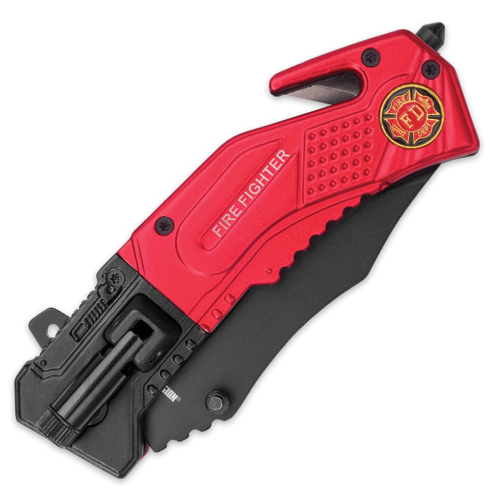 Black Legion Firefighter Everyday Carry Assisted Opening Pocket Knife with Built-In Flashlight image number 1