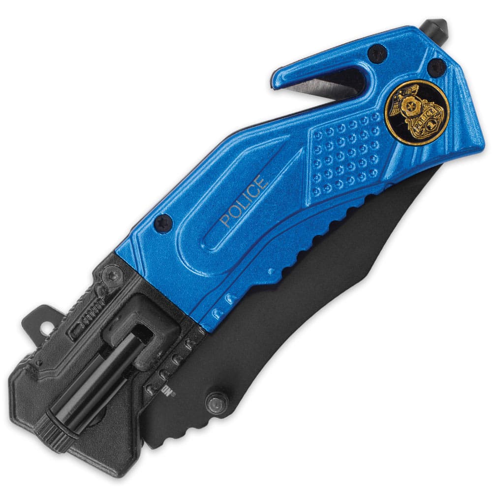 Black Legion Police Everyday Carry Assisted Opening Pocket Knife with Built-In Flashlight image number 1