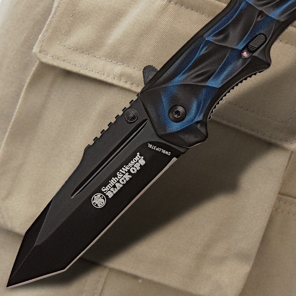 Smith & Wesson Black Ops Blue Tanto Tactical Pocket Knife image number 1