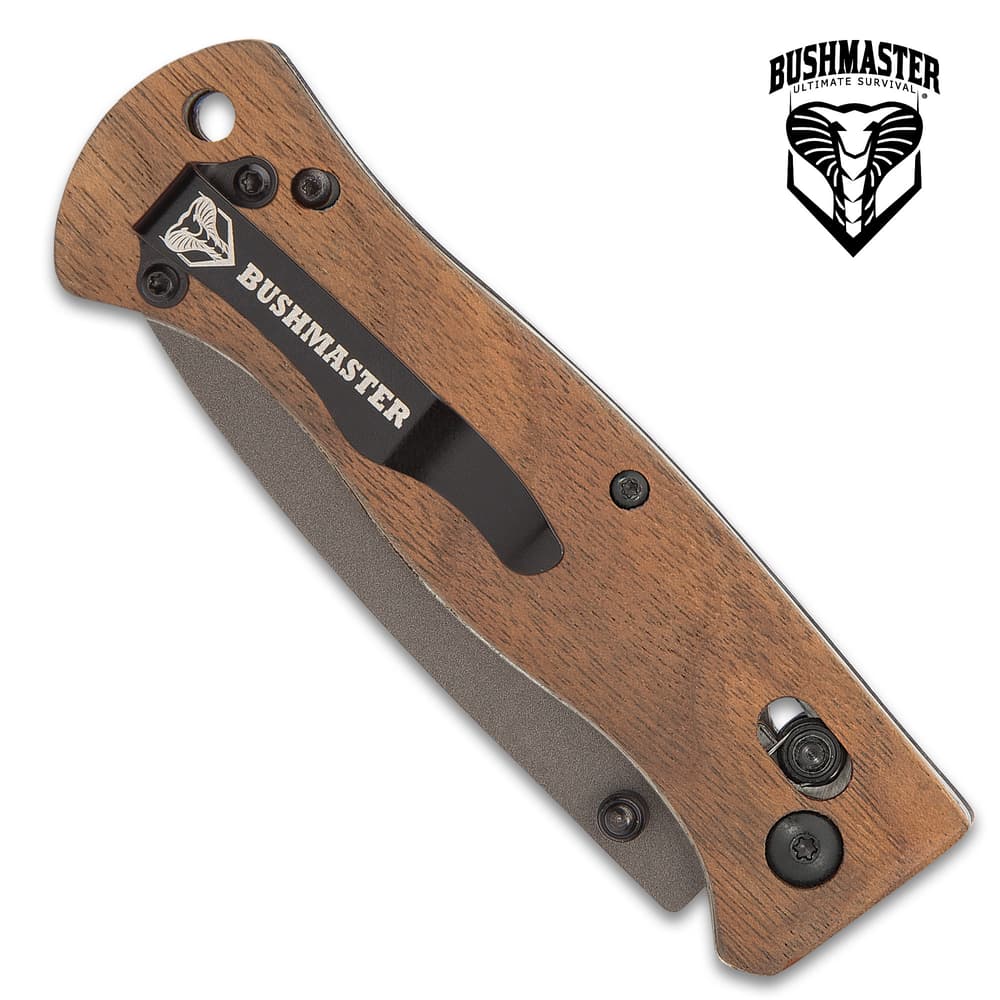 The rugged pocket knife is 7 3/4” in overall length, 4 3/8” when closed, and it has a pocket clip for ease of carry image number 1