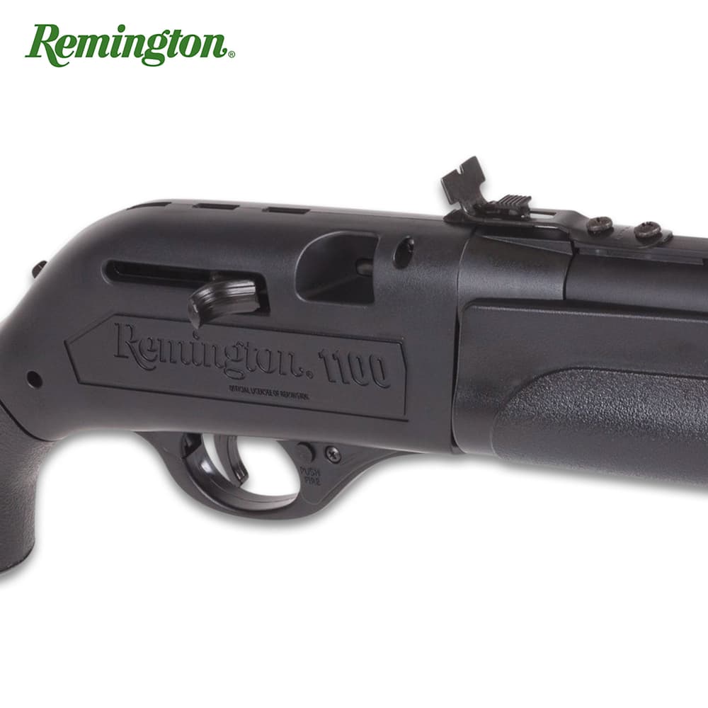 The dual ammo Crosman Remington air rifle features an adjustable rear sight notch and it has a crossbolt safety image number 1